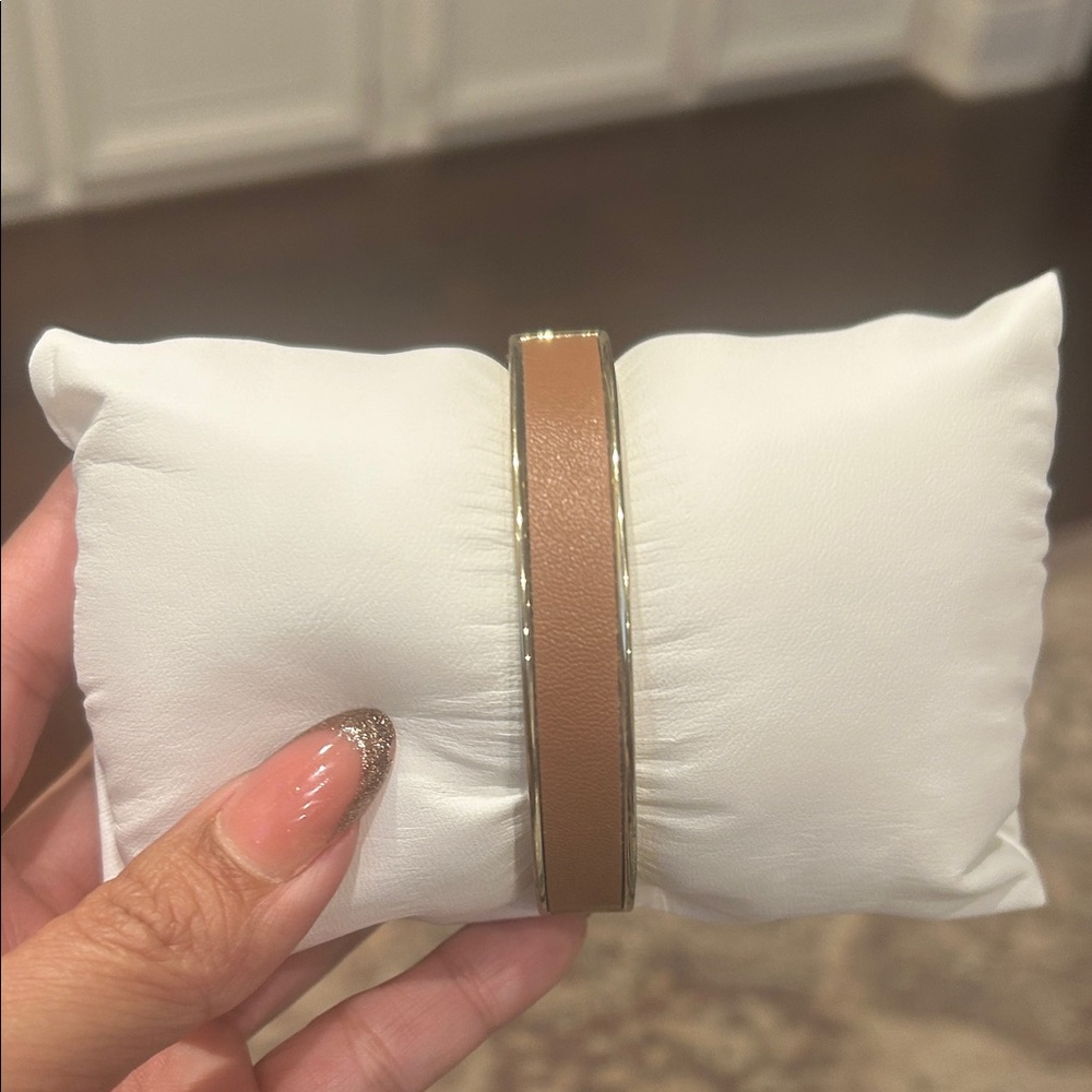 Gold and Tan Bangle Bracelet